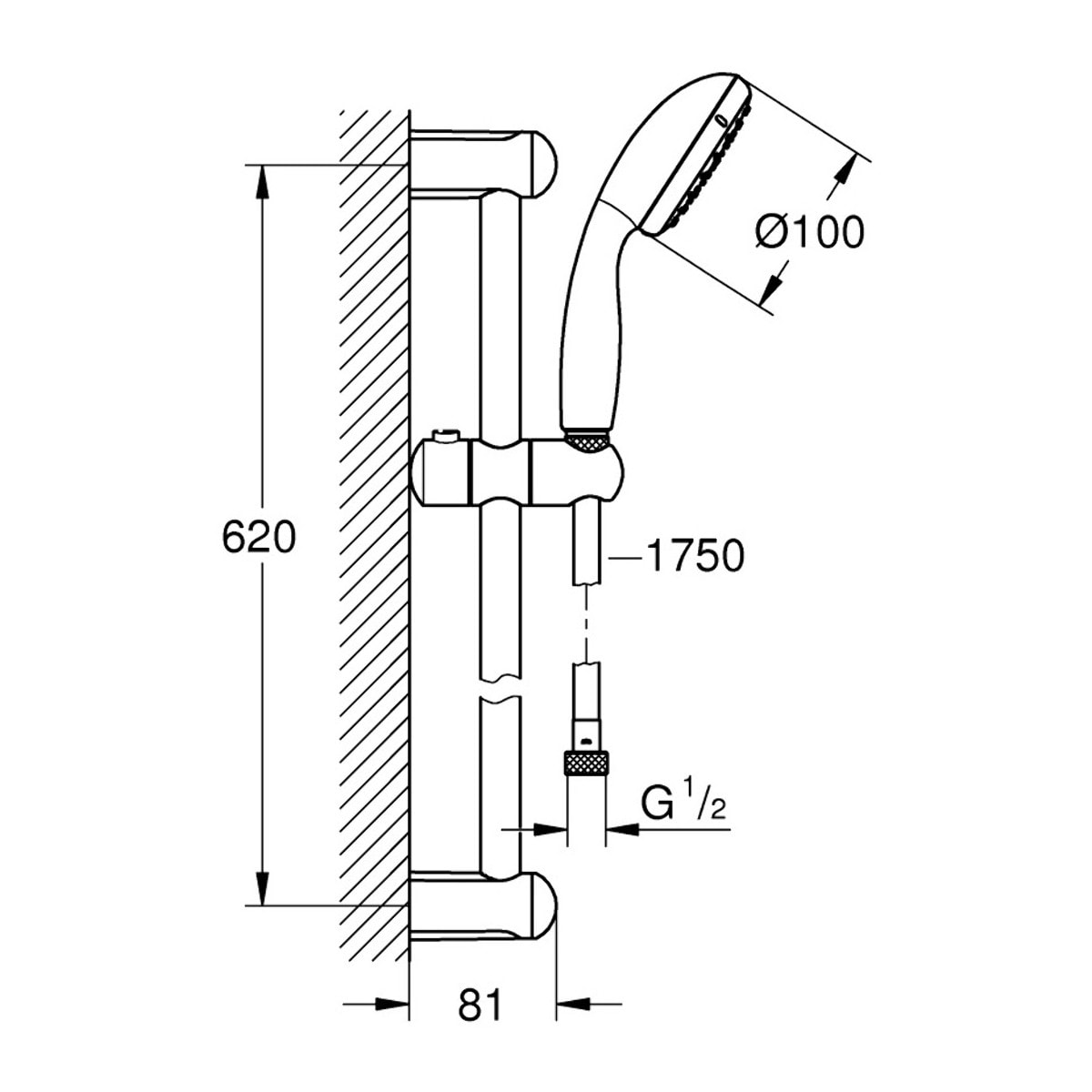 GROHE Tempesta 100 ensemble de douche 2 jets avec barre