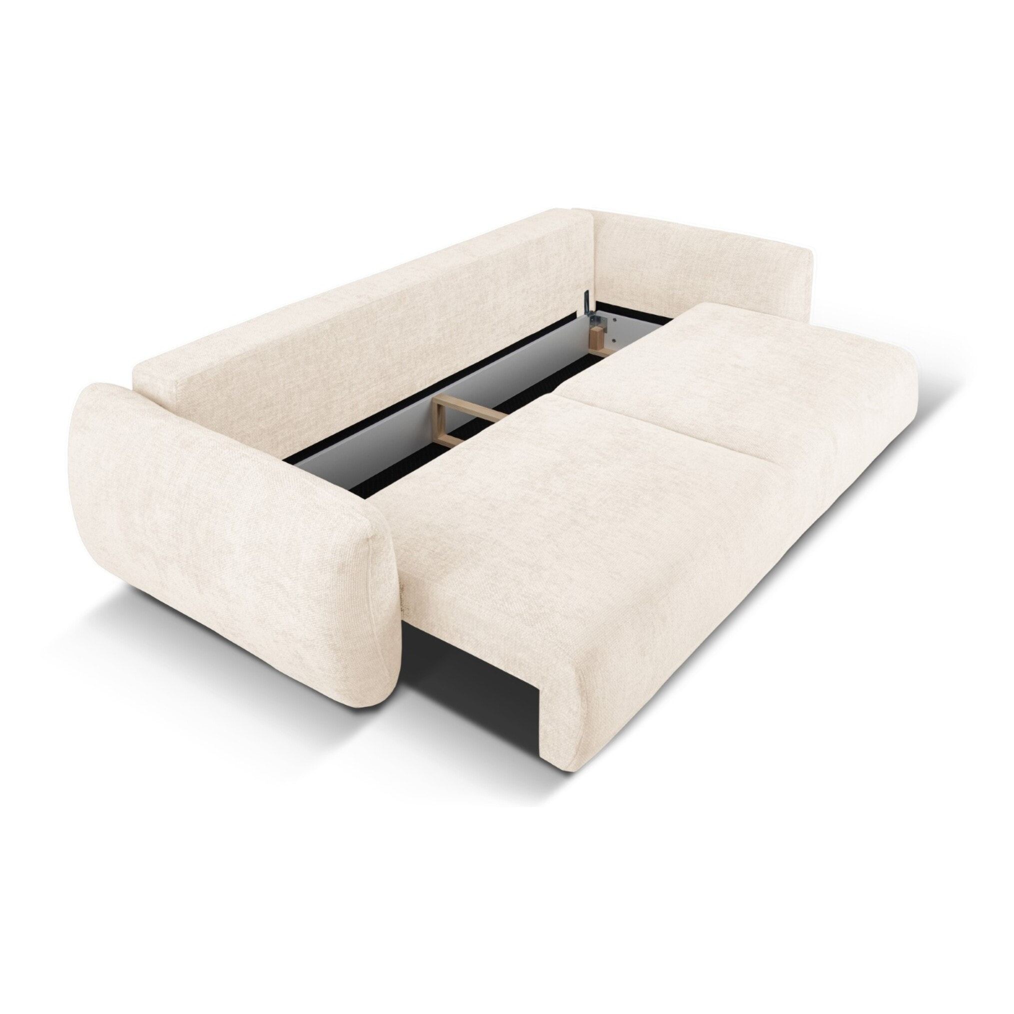 Canapé convertible avec coffre de rangement "Matera" 3 places en chenille beige clair