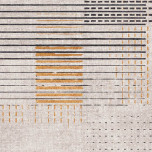 Papier peint graphique lignes modernes beige et noir Intissé