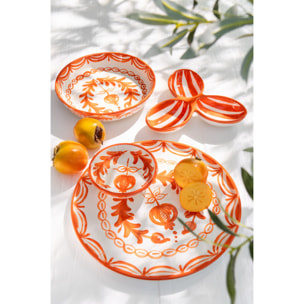 J-Line bol Granada High - céramique - blanc/orange - small - Ø 14 cm