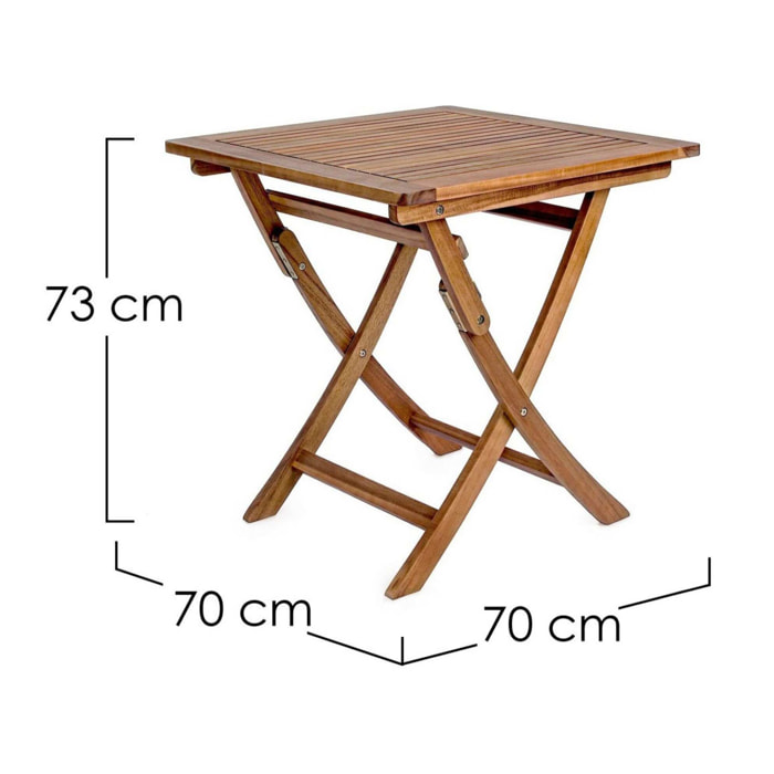 Tavolo pieghevole NOEMI in legno di acacia, 70×70 cm