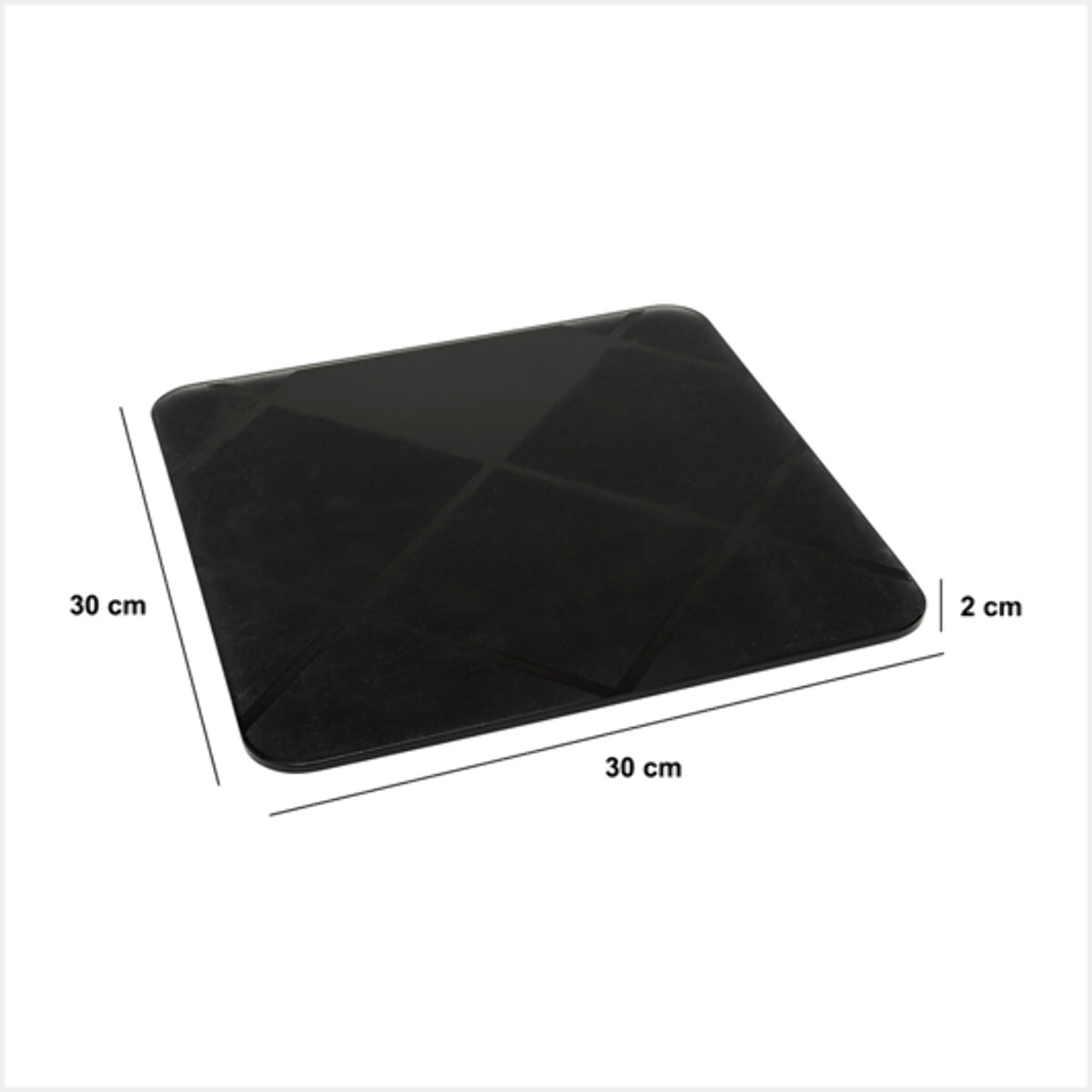 Pèse-personne antidérapant en verre noir 30x30cm