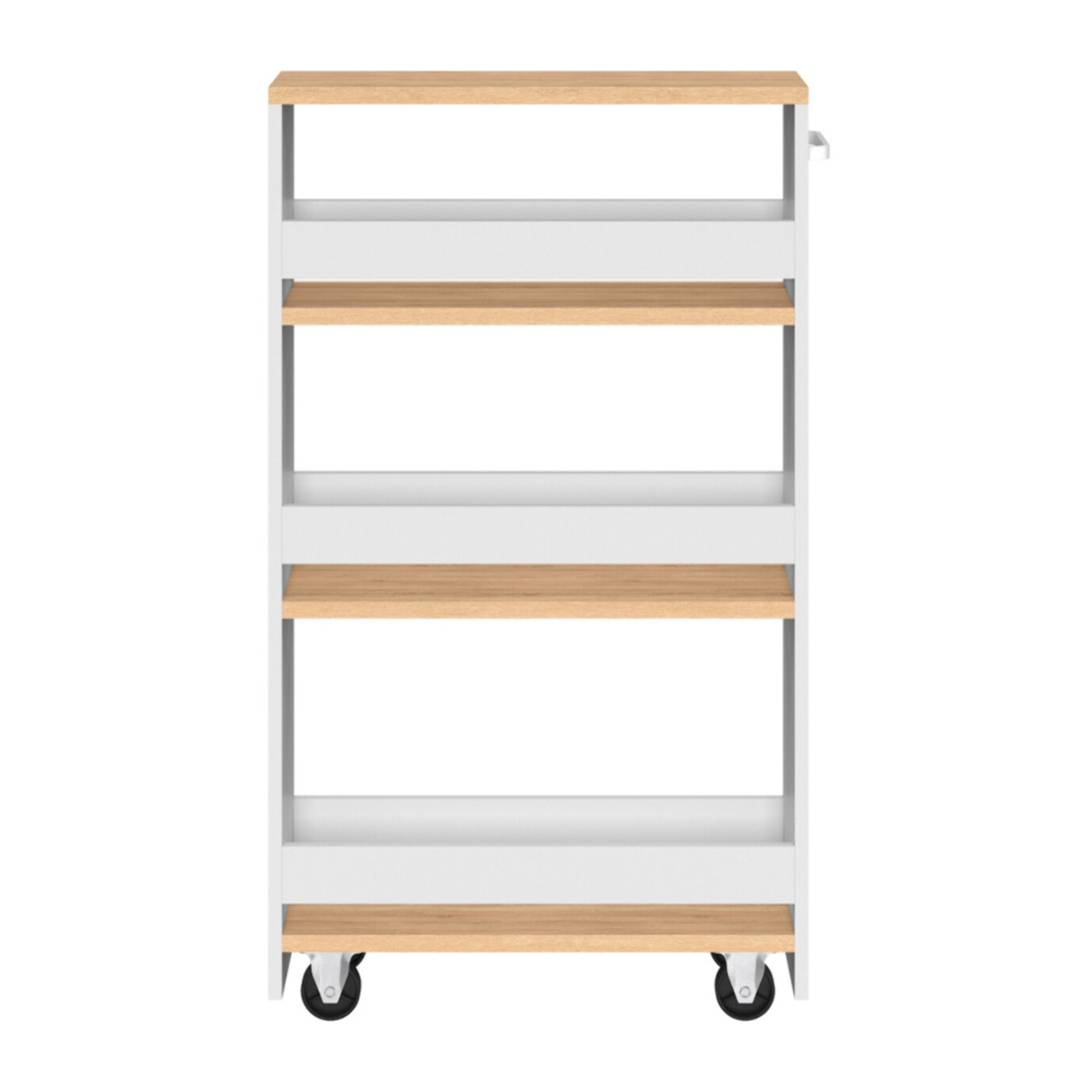 Etagère range épices à roulettes blanc et bois