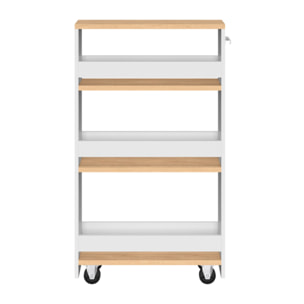 Etagère range épices à roulettes blanc et bois
