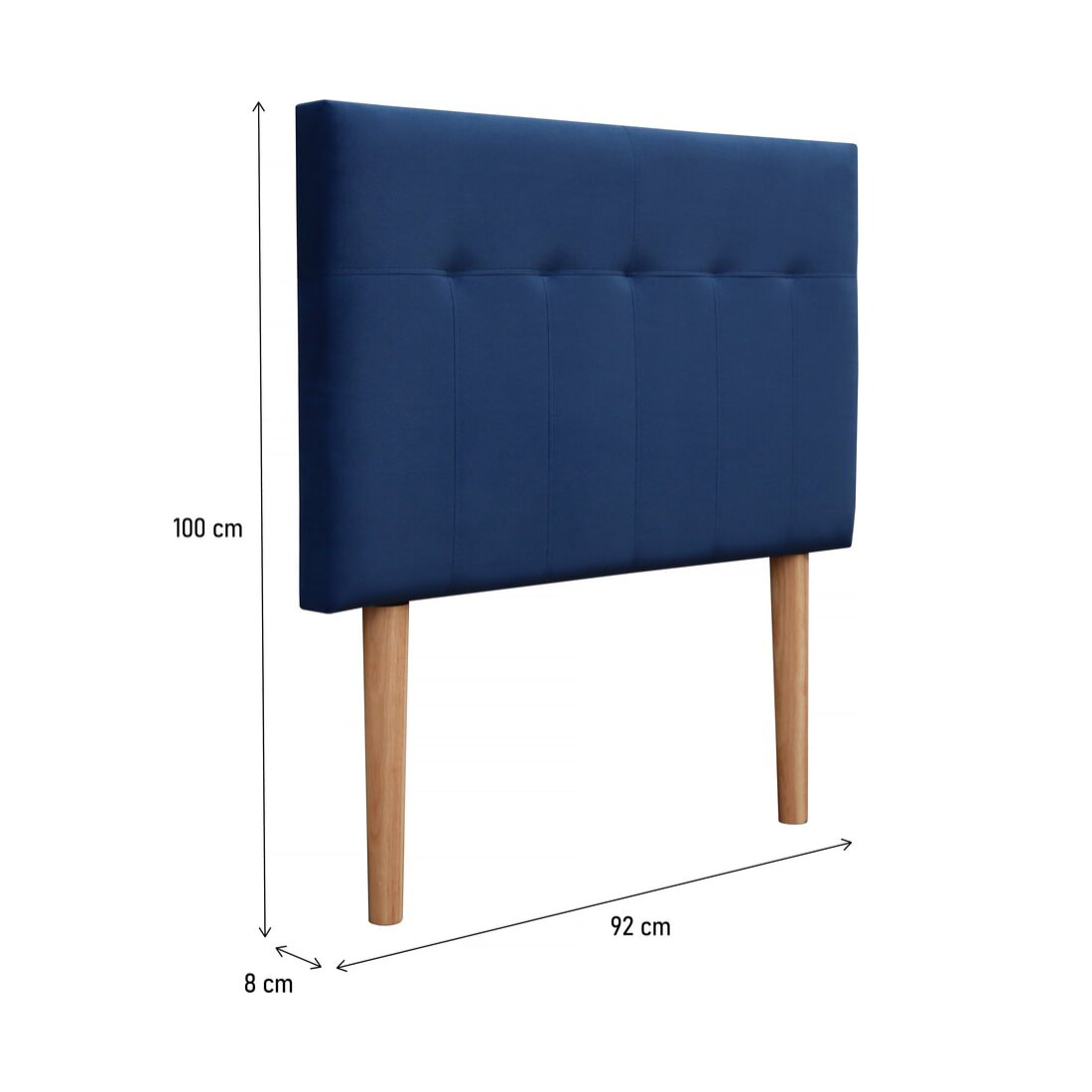 Tête de lit capitonnée en Velours "Lya" - 90 x 100 cm - Bleu foncé
