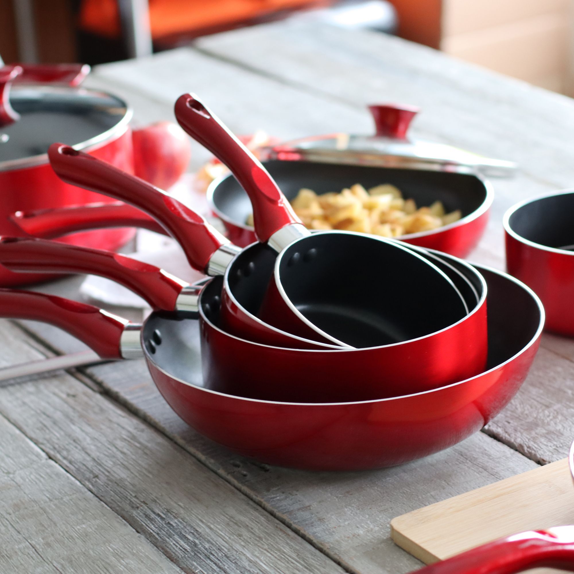 Casserole antiadhésive en aluminium 20cm - tous feux CERISE