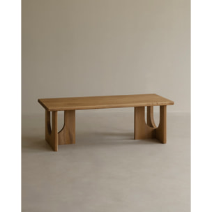 Mesa de centro de madera maciza de álamo en 120x50cm Alto: 40 Largo: 120 Ancho: 50