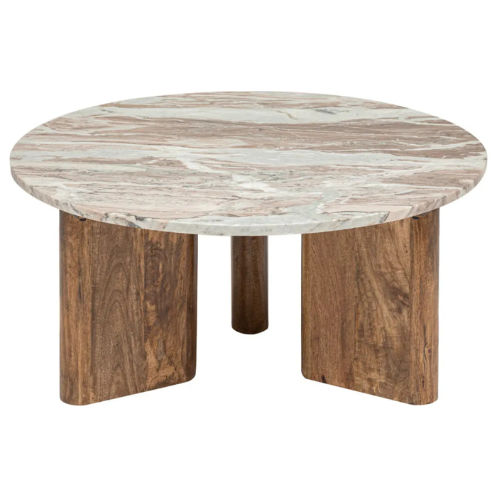 Table basse - marbre et manguier