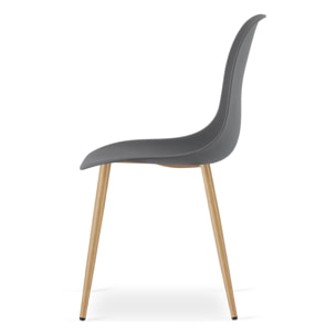 Sedia scandinava WAT grigio scuro con gambe effetto legno