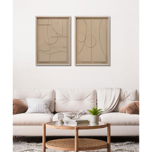 Cuadro Curves resina 3D texturizado beige 70x50x4 cm