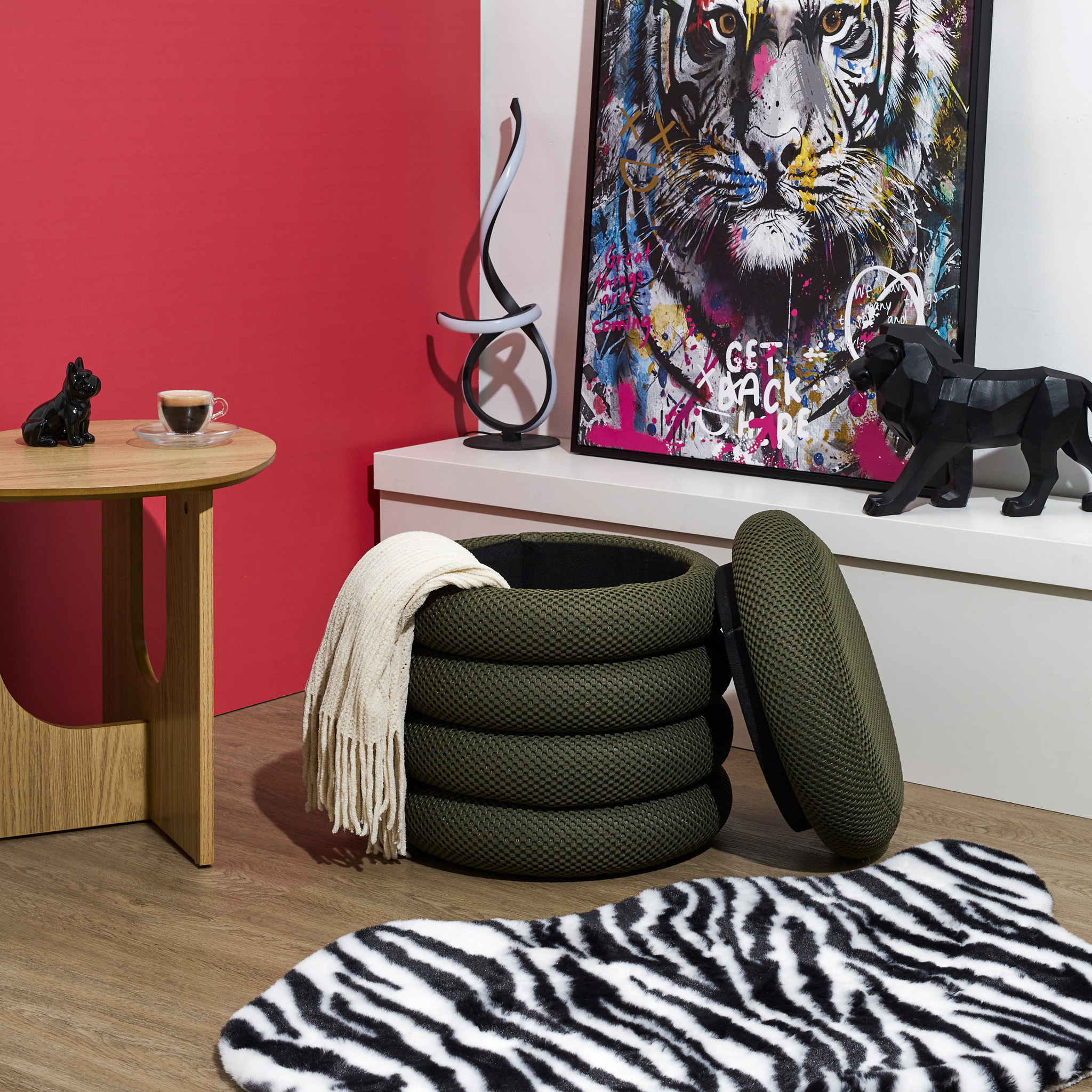 Pouf Rangement Atome Kaki