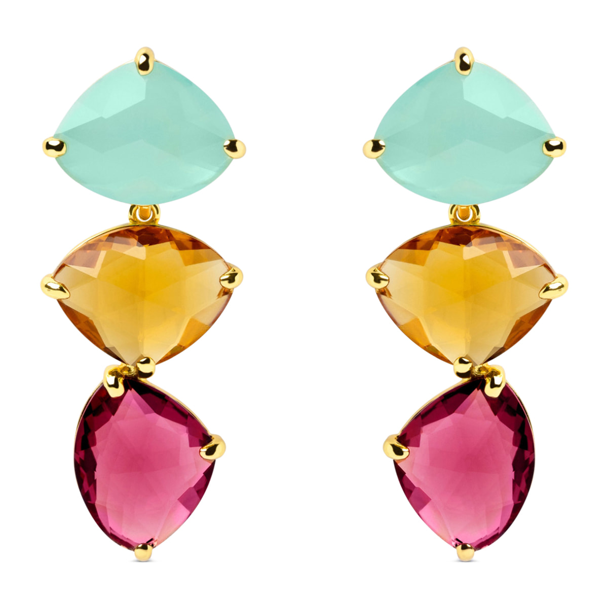 Orecchino Drop Narcissus Argento Placcato Oro