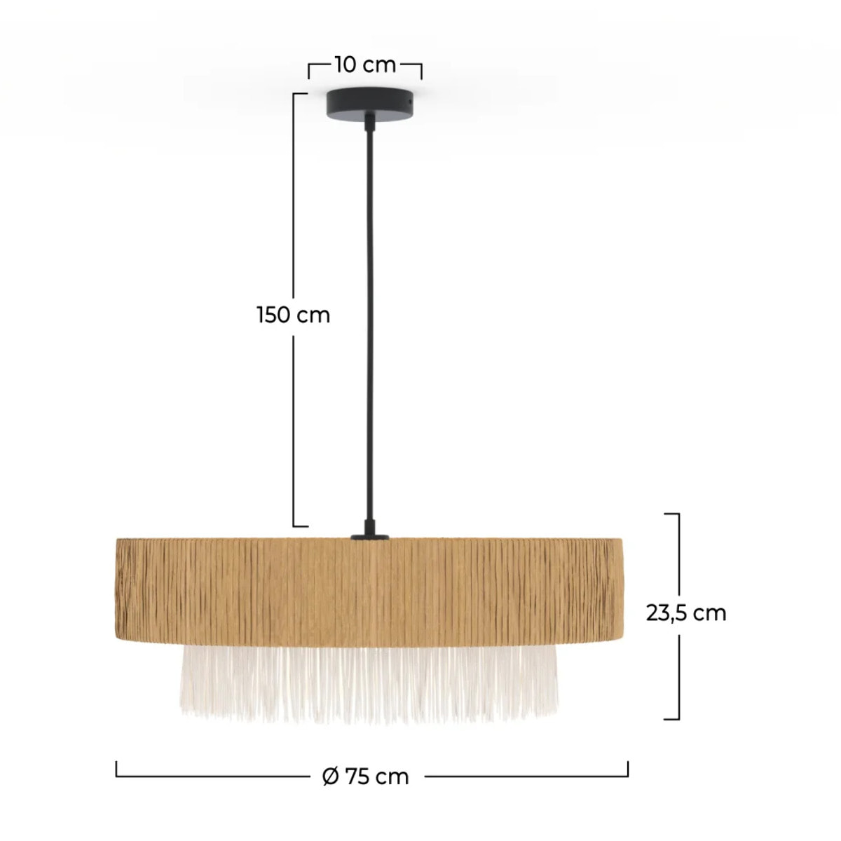 Suspension ronde en raphia 75 cm - Solara