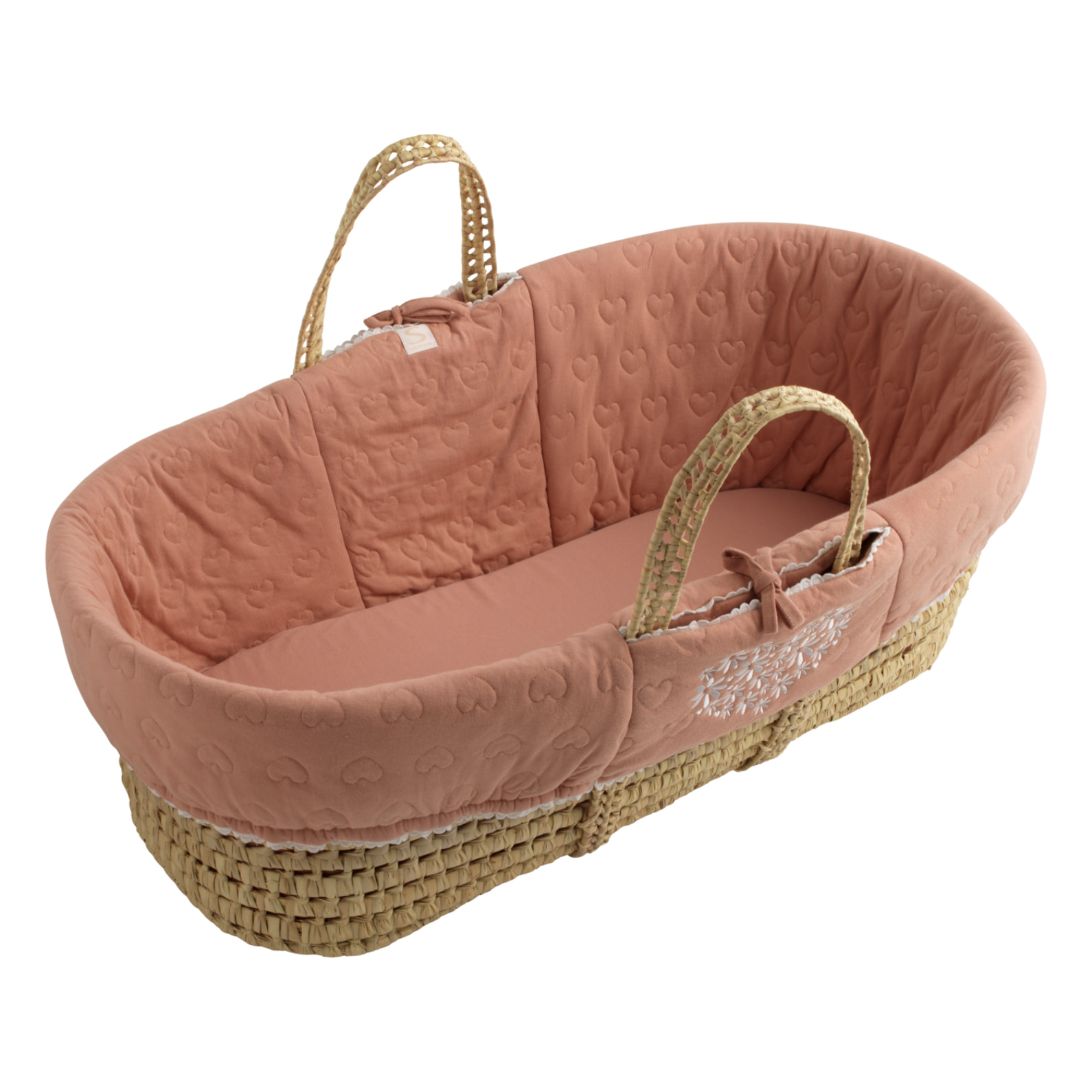 Couffin bébé en fibres naturelles avec habillage tissu