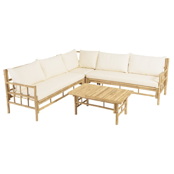 VITAL - Canapé 6 p. 1 table basse en bambou