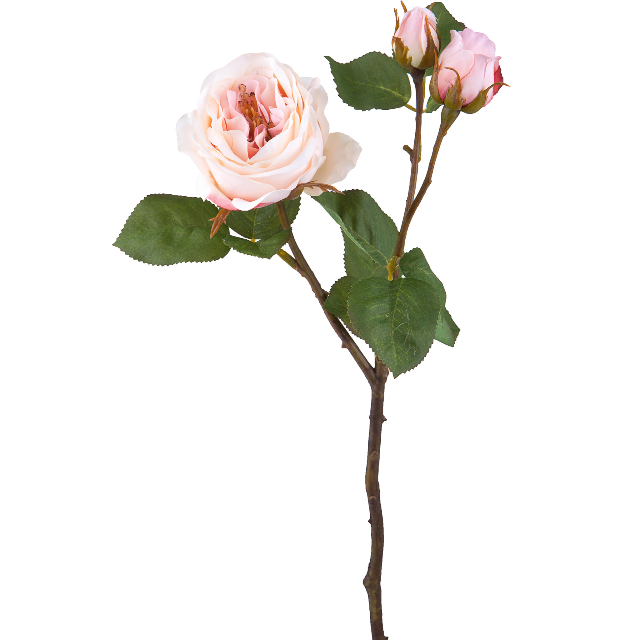 Rosa Romantica A 3 Diramazioni. Altezza48 Cm - Pezzi 6 - 18X48X8cm - Colore: Rosa - Bianchi Dino - Fiori Artificiali