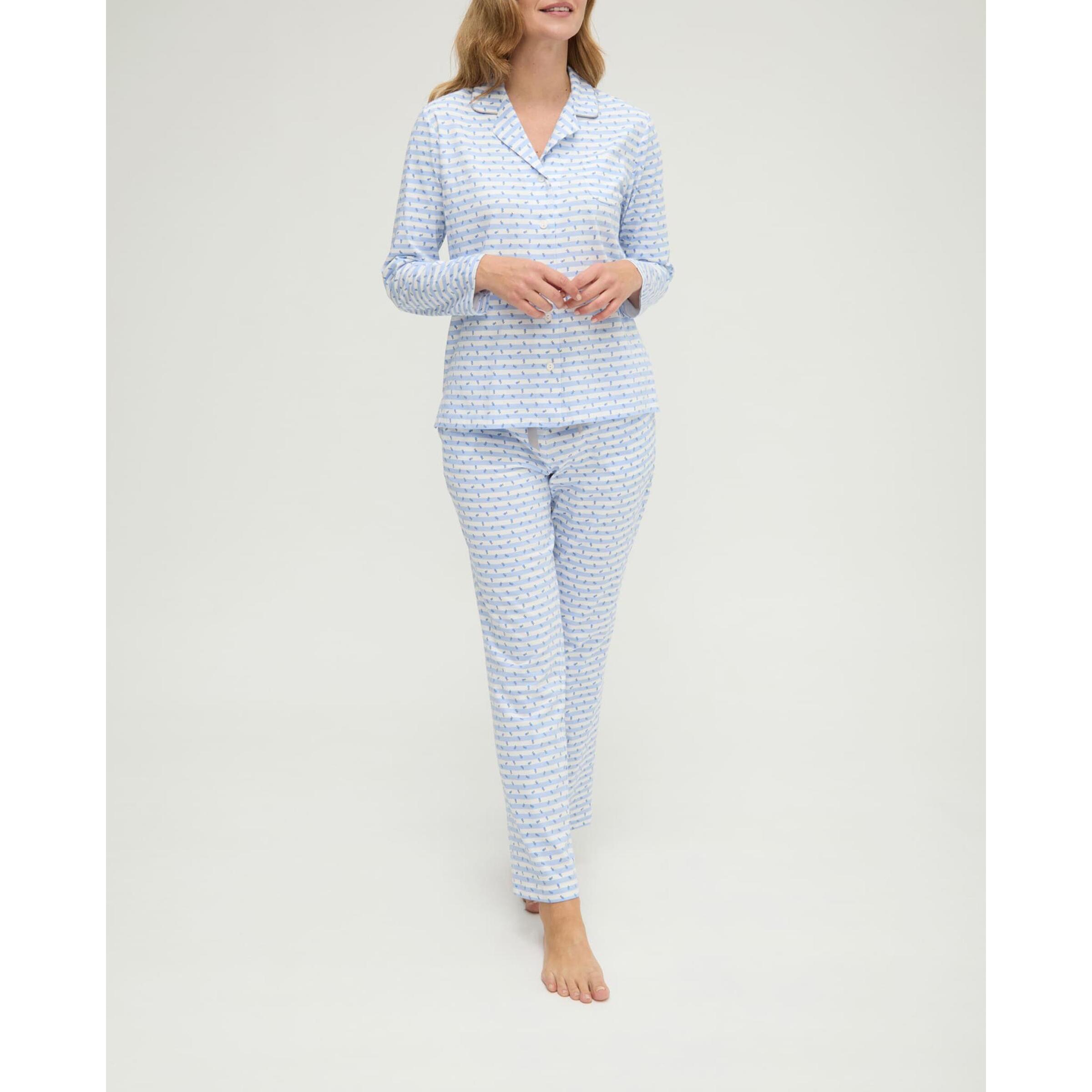 Pijama mujer de rayas y flores abierto