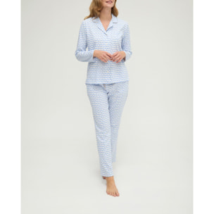 Pijama mujer de rayas y flores abierto