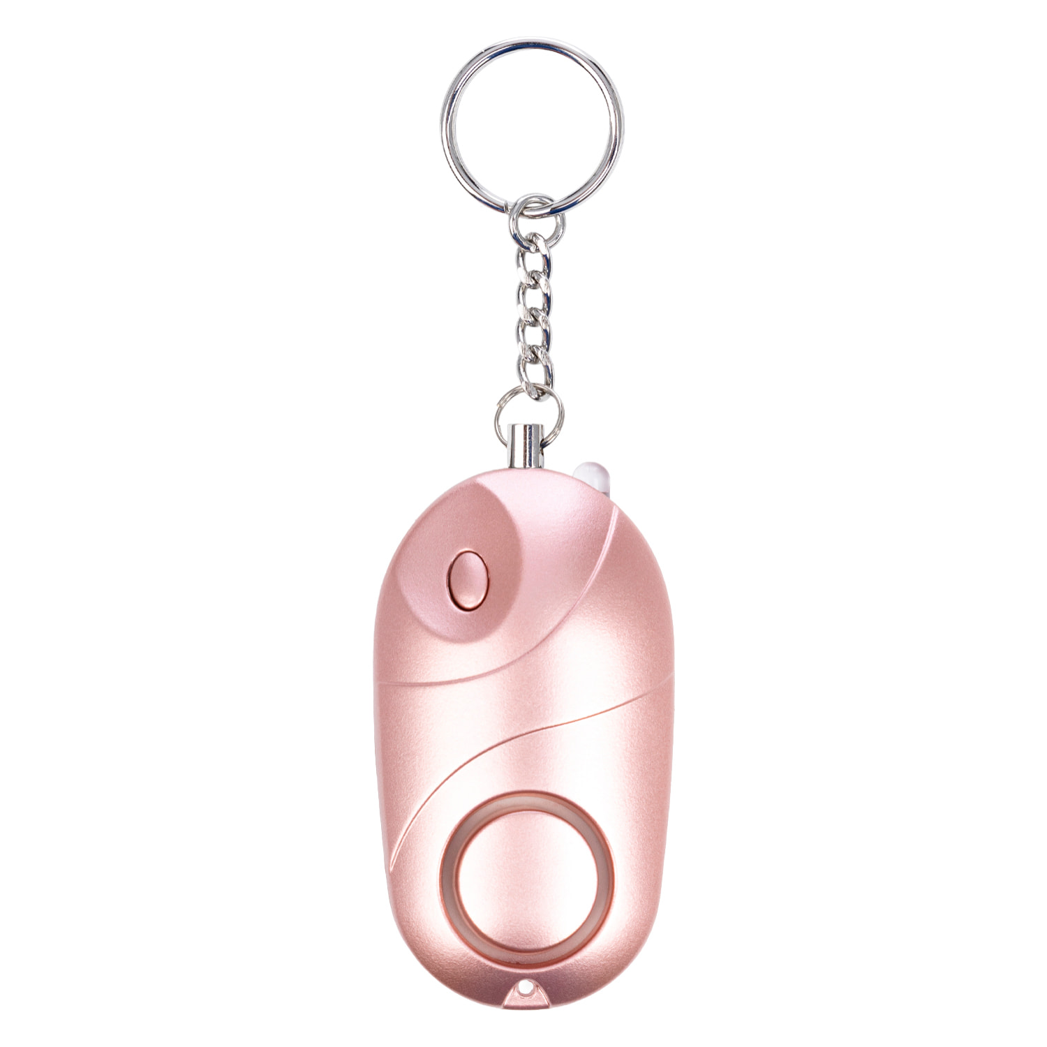 Alarma SOS personal con luz LED brillante y sonido de 130dB. 3x pilas LR44 incluidas y activación rápida por tirón de anilla.