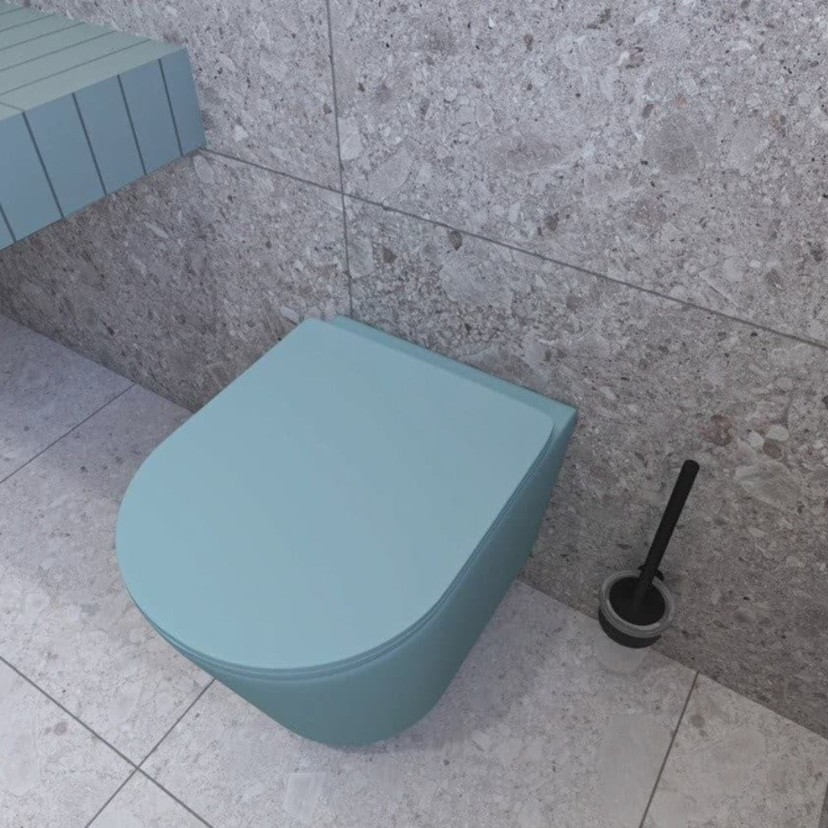 Infinitio WC suspendu sans bride en céramique avec abattant SoftClose, vert mat (SATINF010RREXPLGEM)