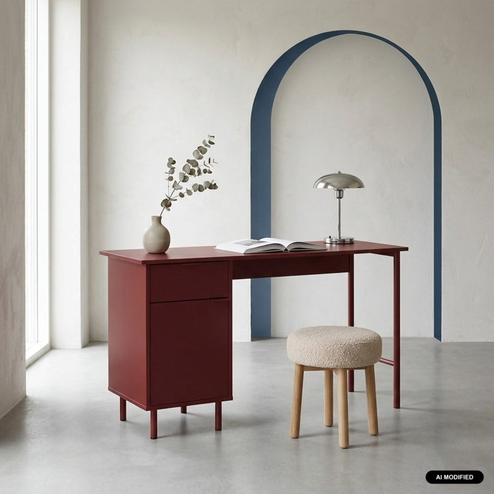 Bureau décor bois et métal 1 tiroir 1 porte ELLIE