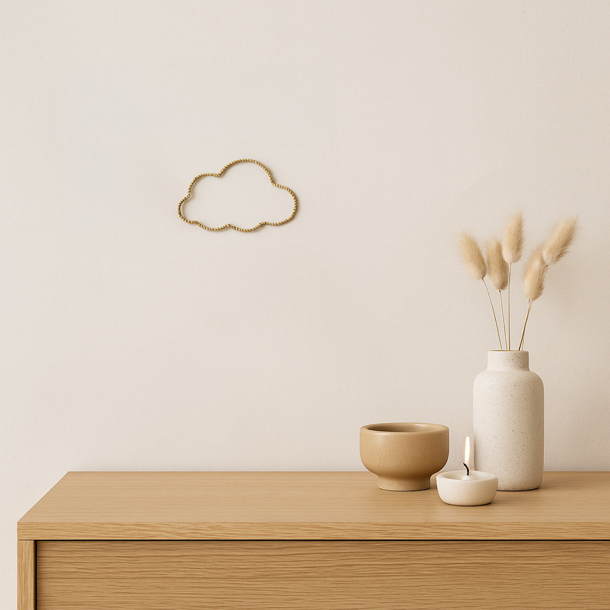 Déco murale nuage fil laiton torsadé - Doré Vieilli