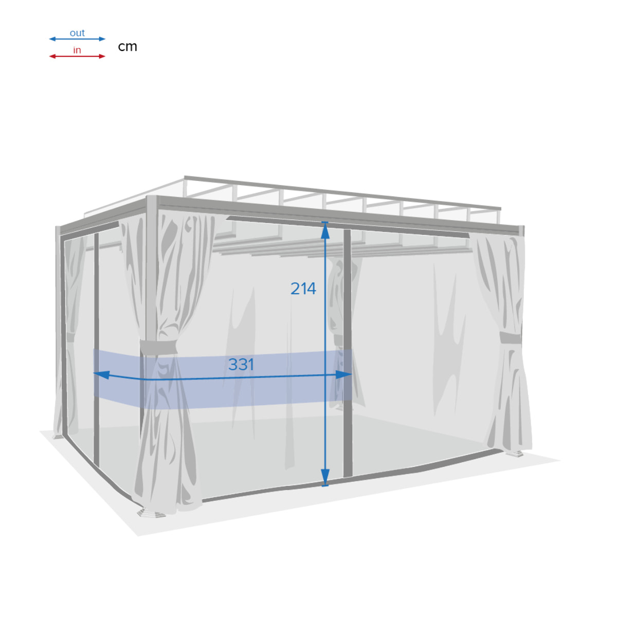 Moustiquaire pour pergola Belize Ardoise (4 rideaux)