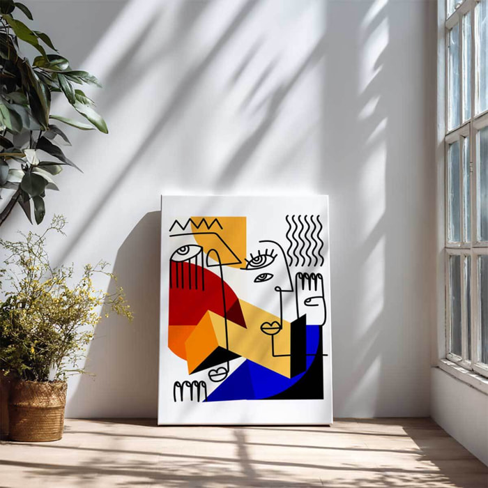 Tableau visage abstrait moderne coloré Toile imprimée