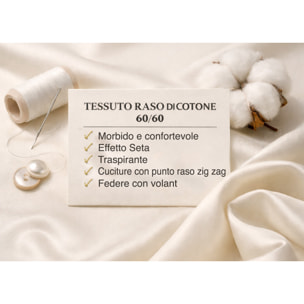 Parure Copripiumino Matrimoniale in Raso 60/60 Sacco e Federe con Fantasia Floreale Lavinia