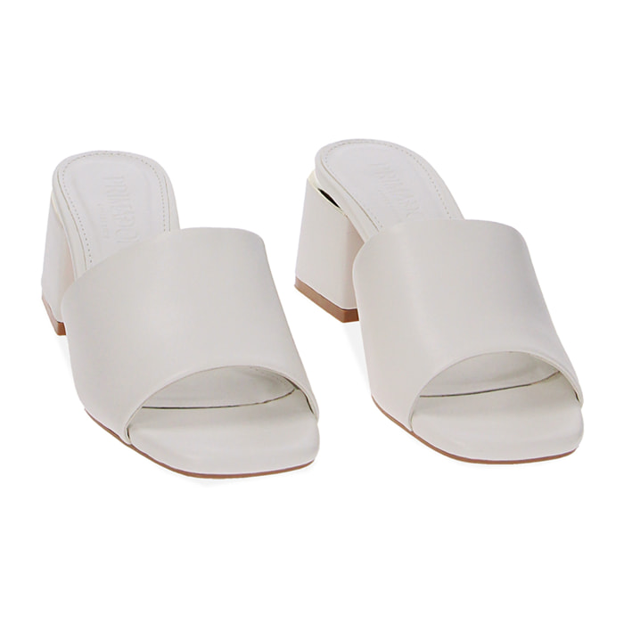 Mules Open Toe bianche, tacco 6 cm