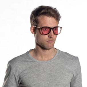 Gafas de sol PALO ALTO ARLES - Marrón transparente / De espejo rosa transparente y patillas de metal dorado
