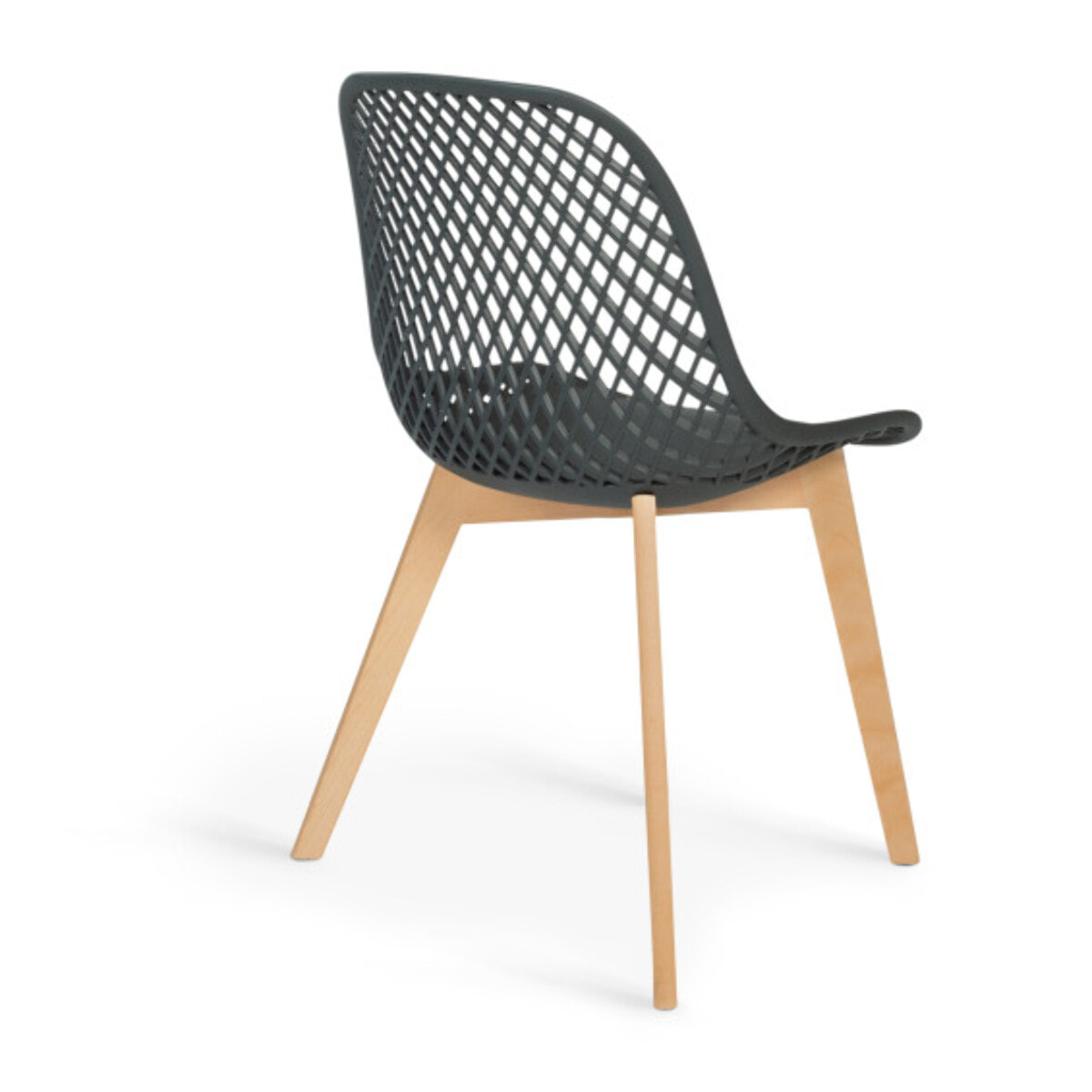 Chaises Maëlle assise ajourée et pieds bois - Mix color - Gris, noir, bleu, blanc