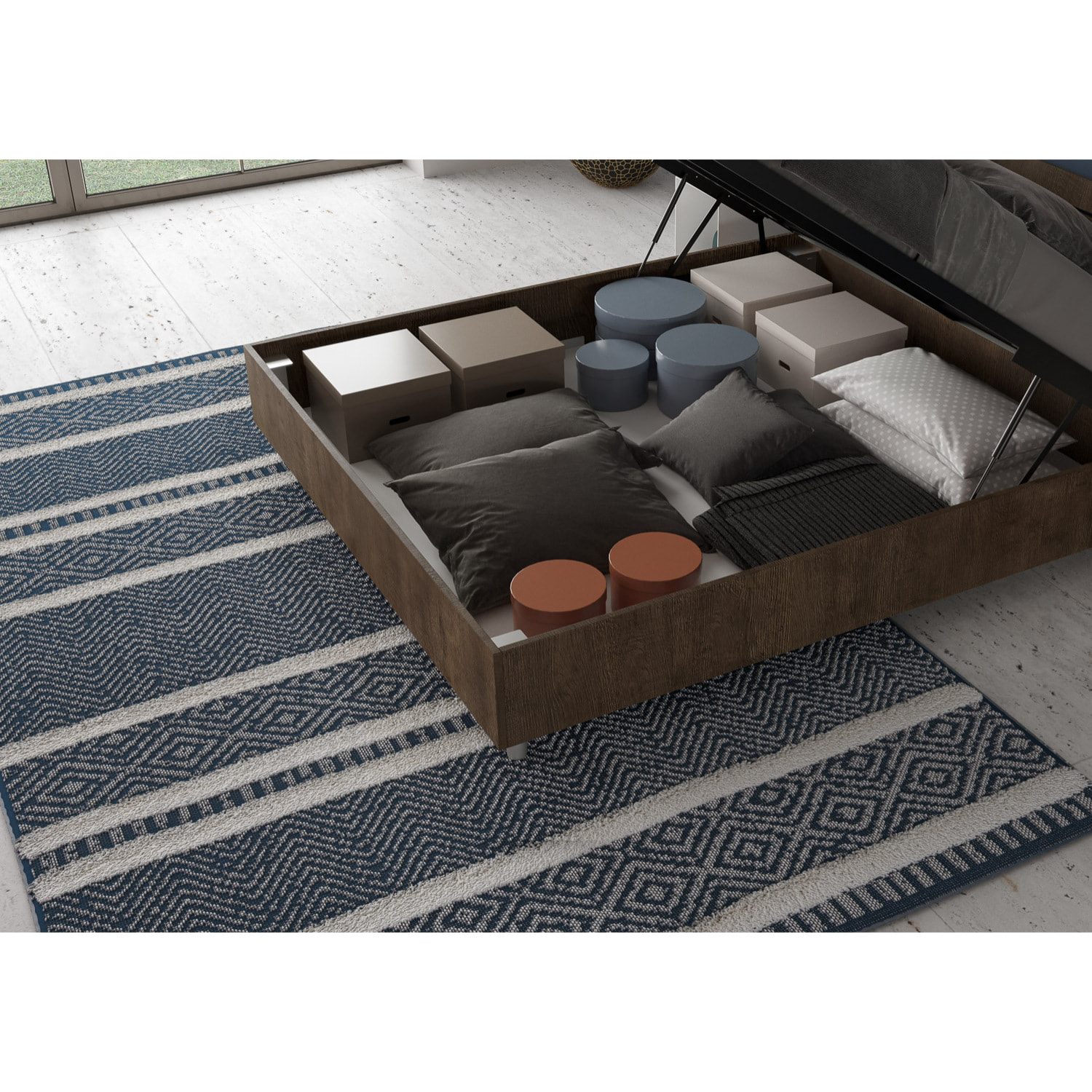 Letto contenitore 160x190 noce Dora