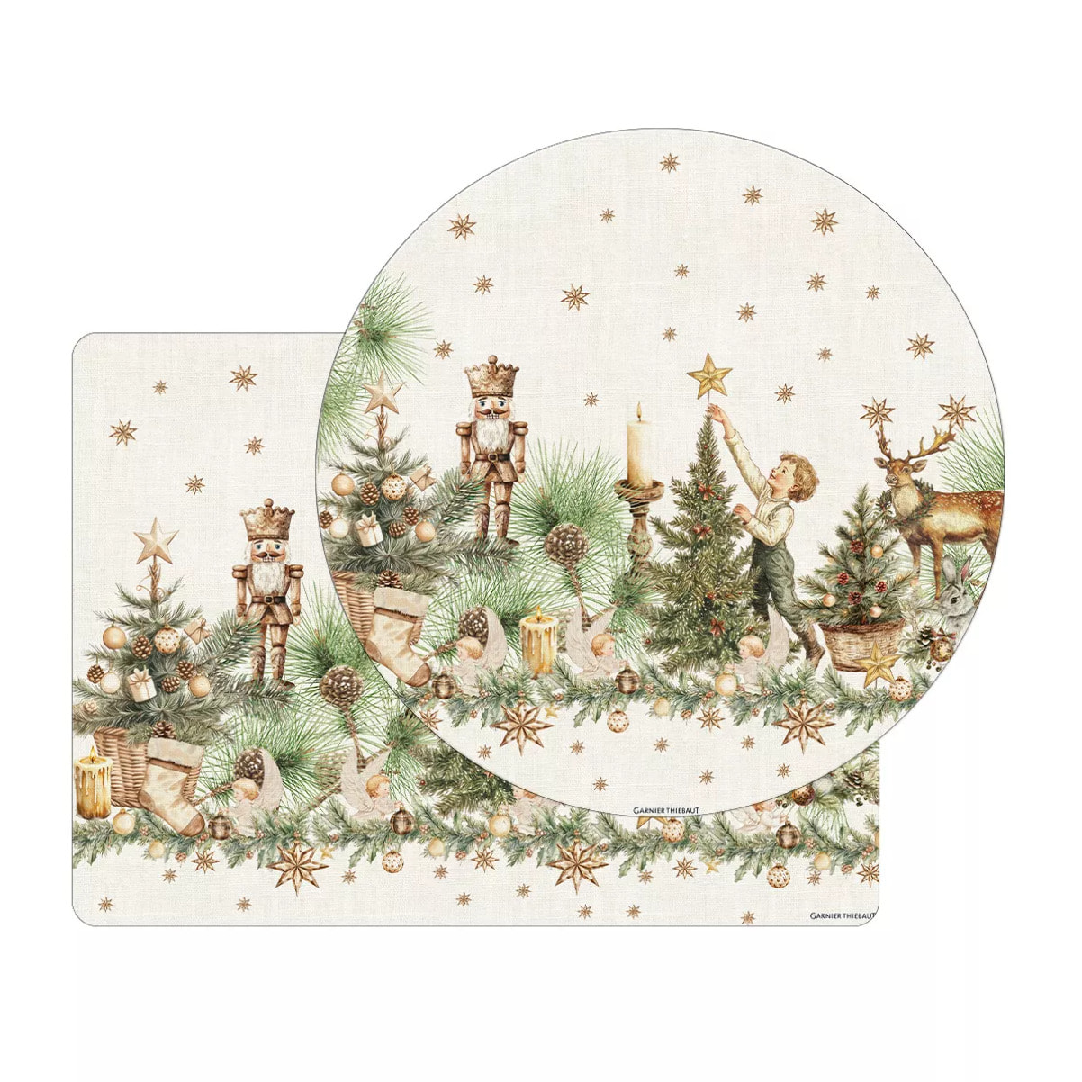 Set vinyle 860 g/m² imprimé jaune vert Noel vintage dore
