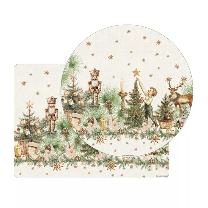 Set vinyle 860 g/m² imprimé jaune vert Noel vintage dore