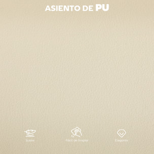 Juego de 2 Taburetes de Bar Taburetes Altos de Cocina con Respaldo de Ratán Asiento de PU Marco de Acero y Reposapiés para Comedor Mostrador 45x50x97 cm Beige