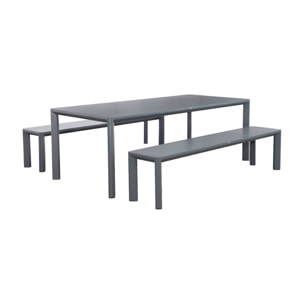 Table de jardin aluminium + 2 bancs SACRAMENTO + MADISON