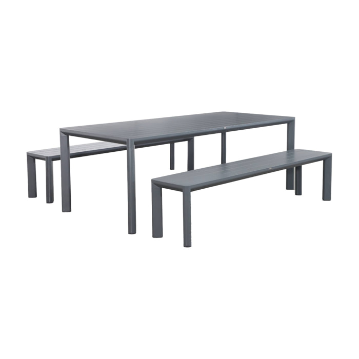 Table de jardin aluminium + 2 bancs SACRAMENTO + MADISON