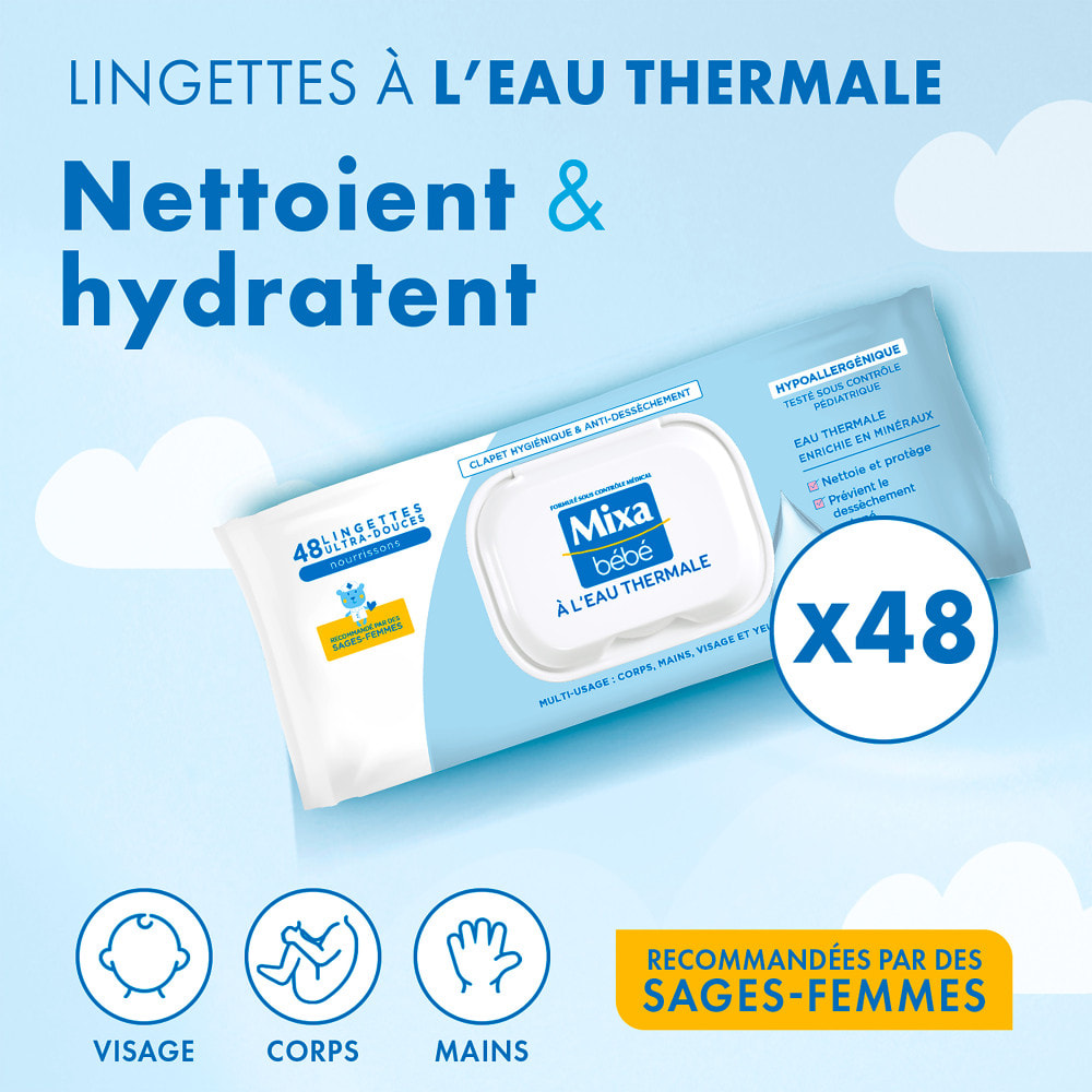 Lot de 18 - Mixa Bébé Lingettes Au Lait De Toilettes Mixa x48