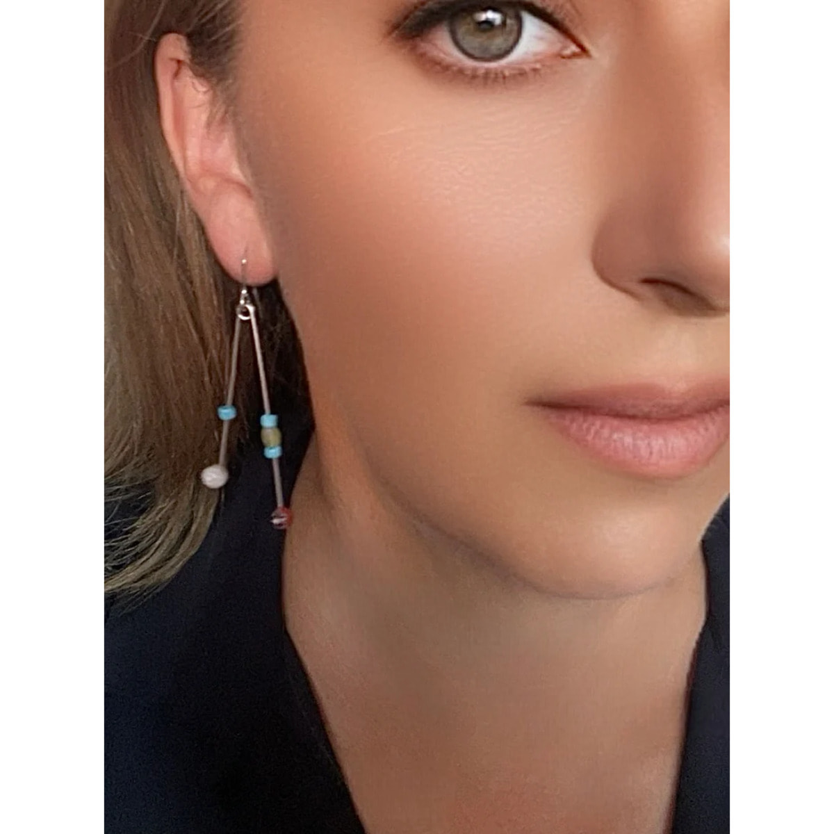 Pendiente Columpio multicolor plata 925 y cristal Plata Única