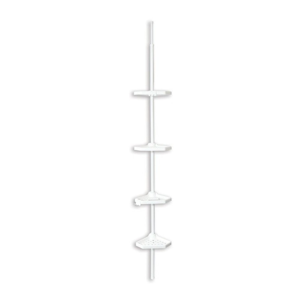 Etagère de douche d'angle auto-portée 135-260cm Blanc telescopique - Sans perçage - 4 tablettes MSV