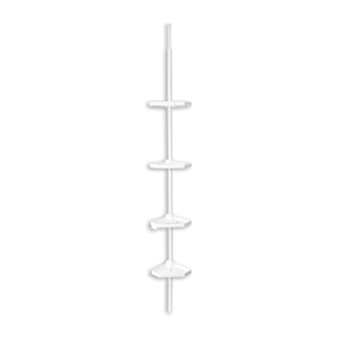 Etagère de douche d'angle auto-portée 135-260cm Blanc telescopique - Sans perçage - 4 tablettes MSV