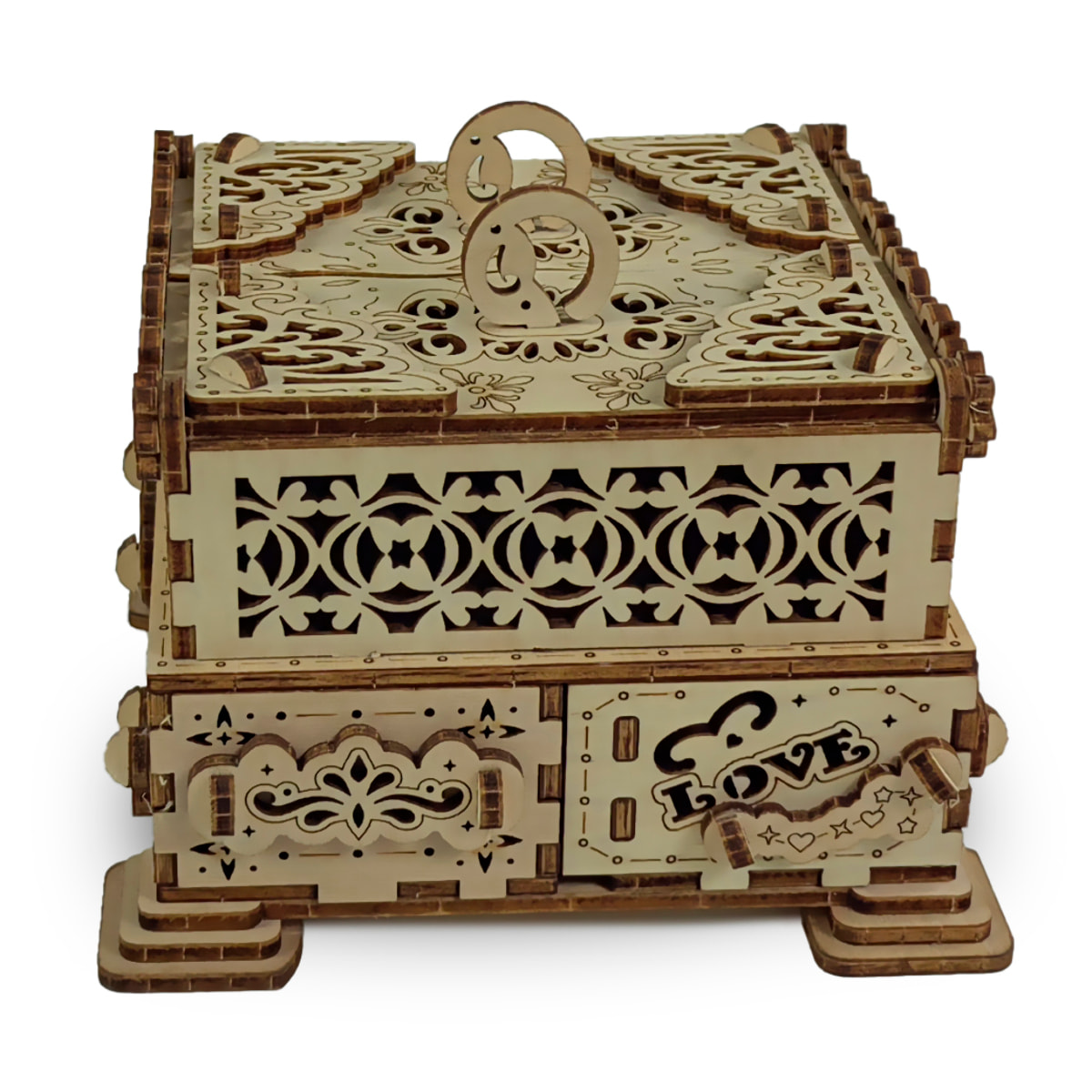 Modello in Legno 3D, con movimento meccanico design di scatola per gioielli. 109 pezzi.