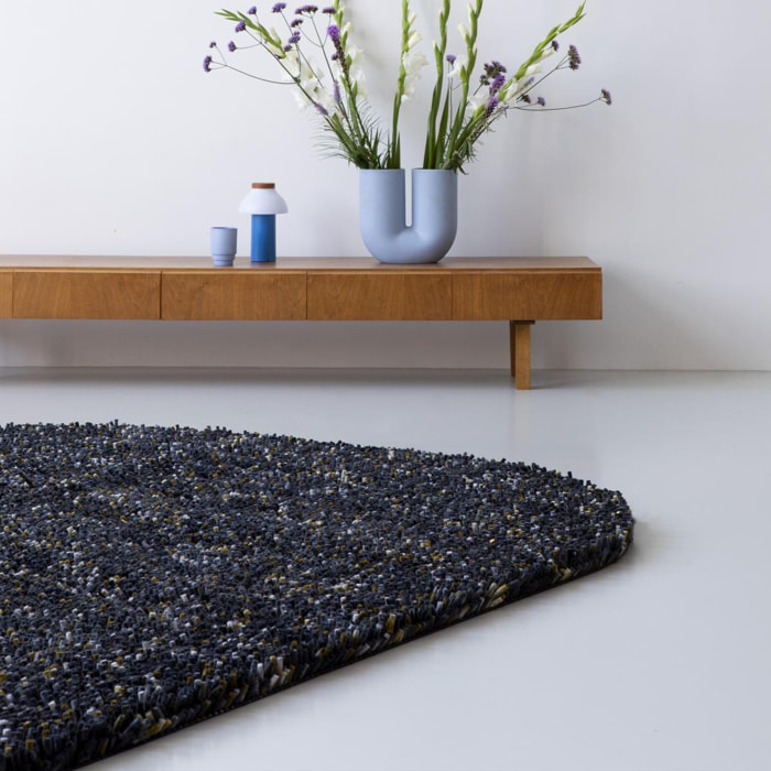 Tapis shaggy tissé en laine motif faux uni HAJO