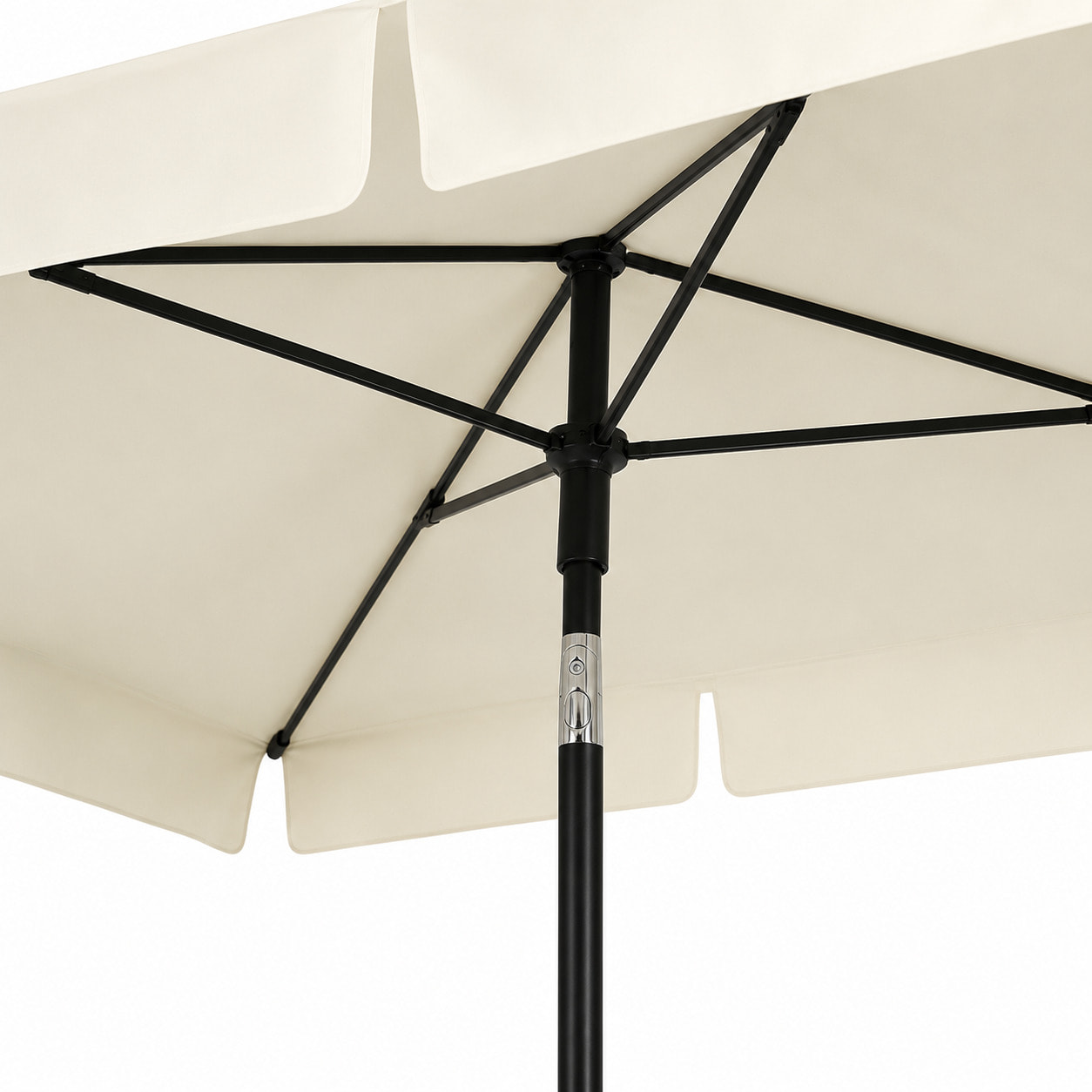 Ombrellone Rettangolare Da Giardino Parasole Balcone Inclinazione Regolabile Anti UV Impermeabile Per Mare Spiaggia Piscina Terrazzo 198x125 Cm Bianco