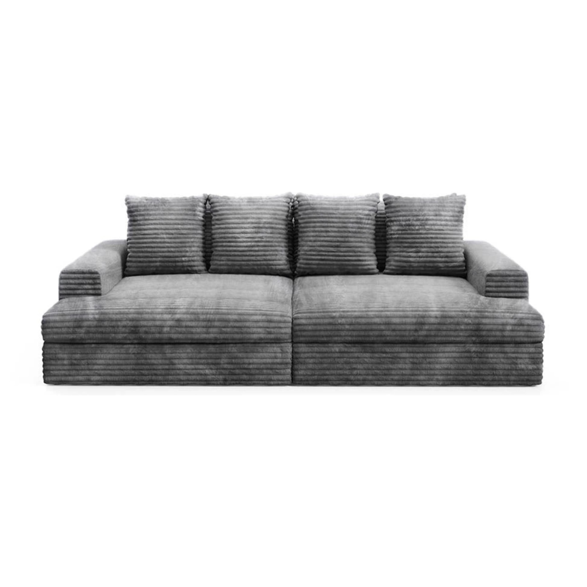 CAMELIA - Canapé 3 places en velours côtelé épais gris foncé