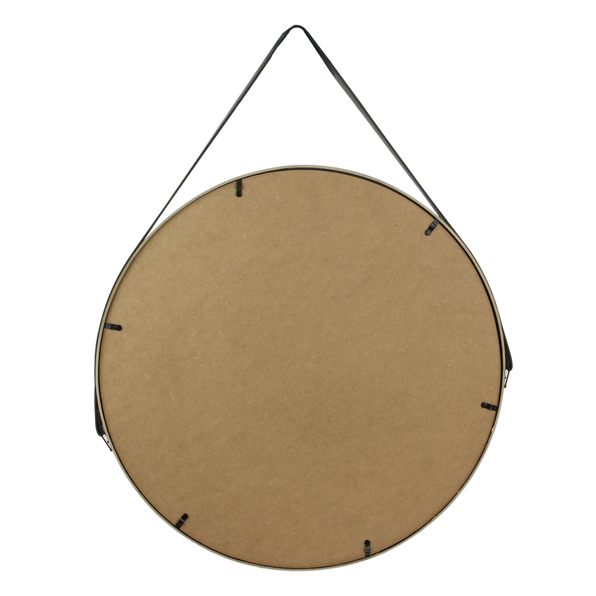 Miroir Rond Avec Anse Pu Noir 50cm