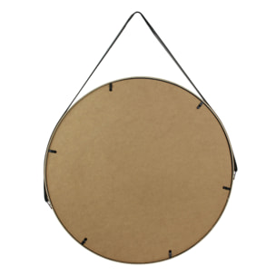 Miroir Rond Avec Anse Pu Noir 50cm