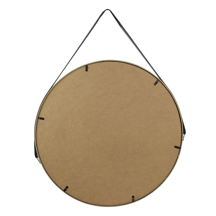 Miroir Rond Avec Anse Pu Noir 50cm