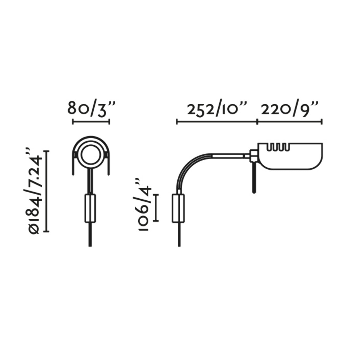 MARTINICA S Lampada da parete braccio a parete nera